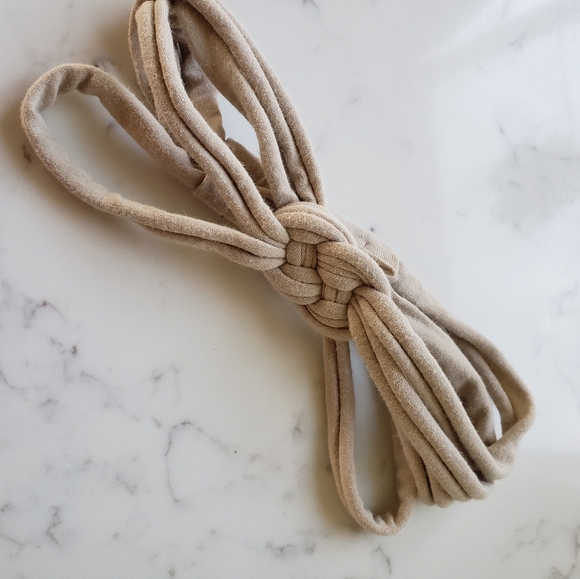 Set of 3 Womens Sailor Knot Headband in Teal Brown Tan, Adult Upcycled Hairband - Picture 4 of 8